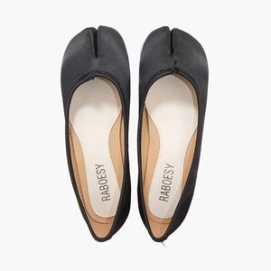 Raboesy black satin tabi ballet flats